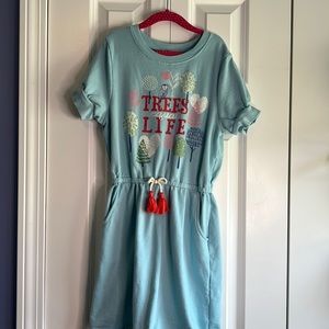 Peek Aren't You Curious Trees Are Life Graphic Dress LIGHT BLUE, Size 12